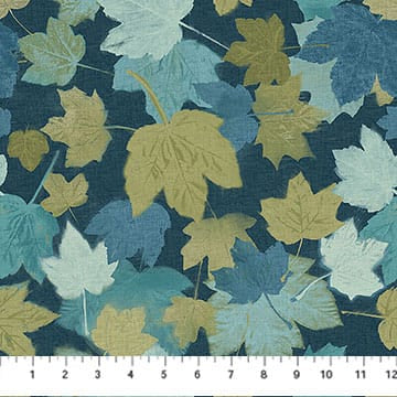 Imprint FLANNEL Maple Leaves Dark Blue Multi Northcott Cotton FLANNEL Fabric NC-F29211-48