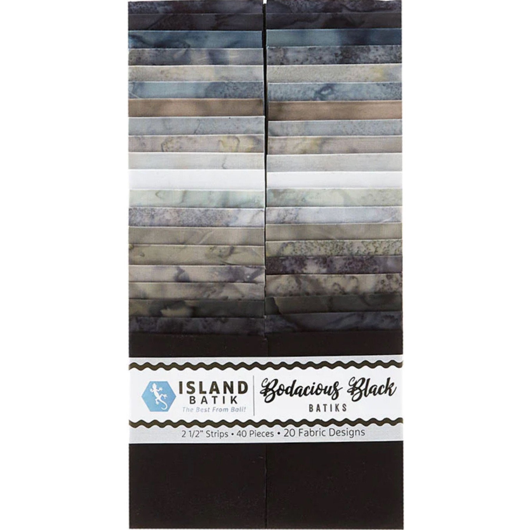 Bodacious Black2.5" Strips Island Batik Fabric IB-ST-ISBBAS-Bob