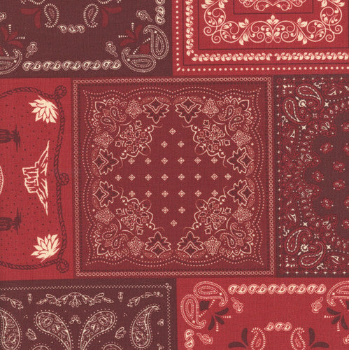 John Wayne American West Paisley Bandana Red Riley Blake Cotton Fabric RB-C16623-RED