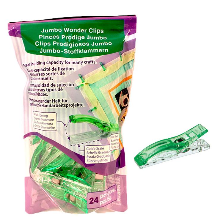 Jumbo Wonder Clips 24ct 0.5"x2.25" Clover Needlecraft CN-3157
