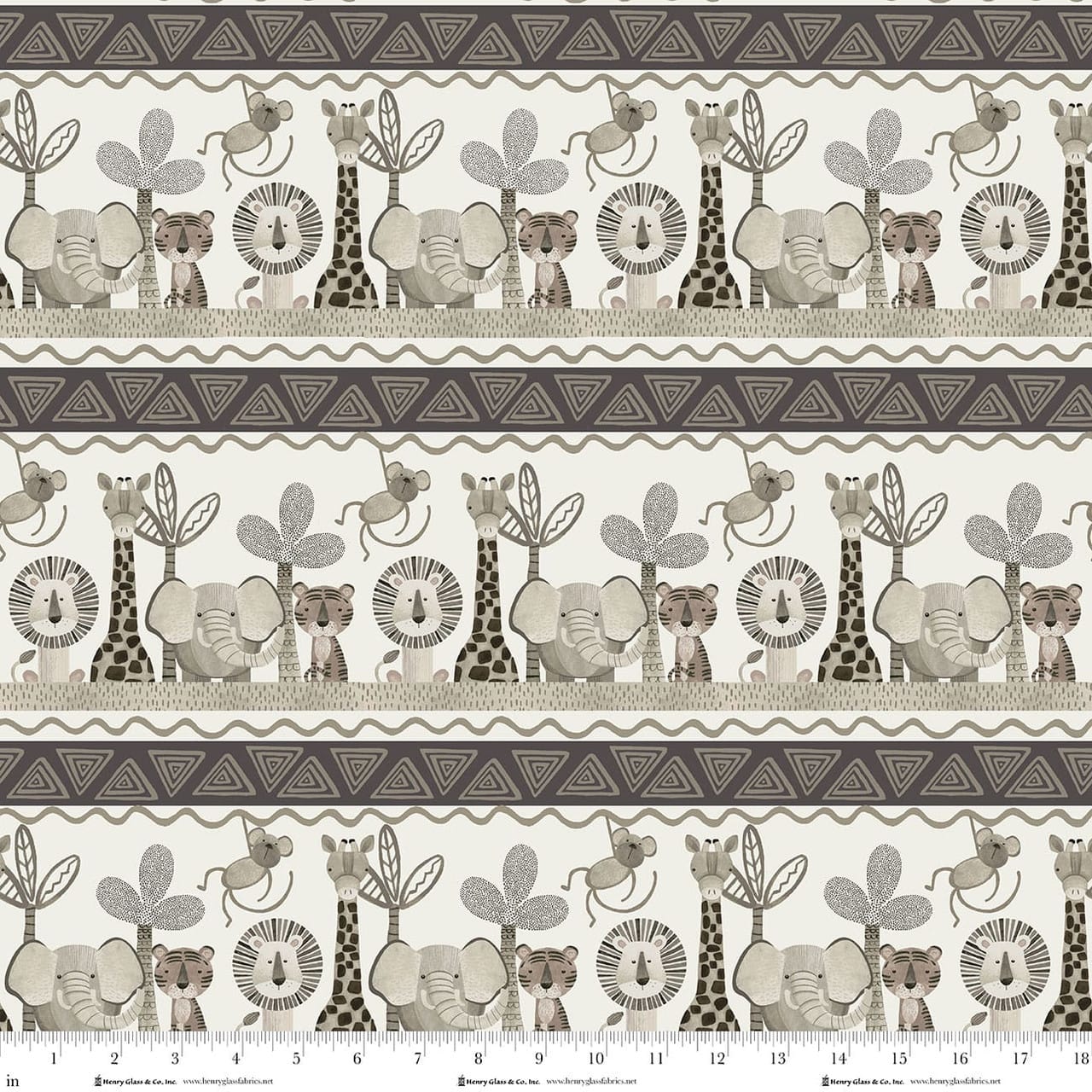 Jungle Romp Novelty Jungle Stripe Multi Betsey Cavallo Henry Glass Cotton Fabric HG-2111-49