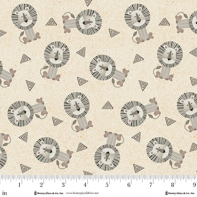 Jungle Romp Tossed Lions Cream Betsey Cavallo Henry Glass Cotton Fabric HG-2105-44