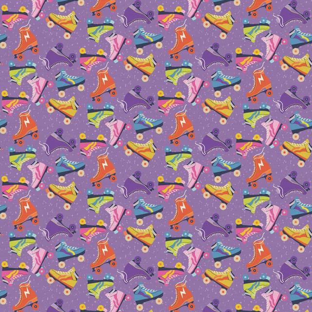 Jurassic Joyrides Skate Toss Purple Paintbrush Studio Cotton Quilting Fabric PBS-120-25414