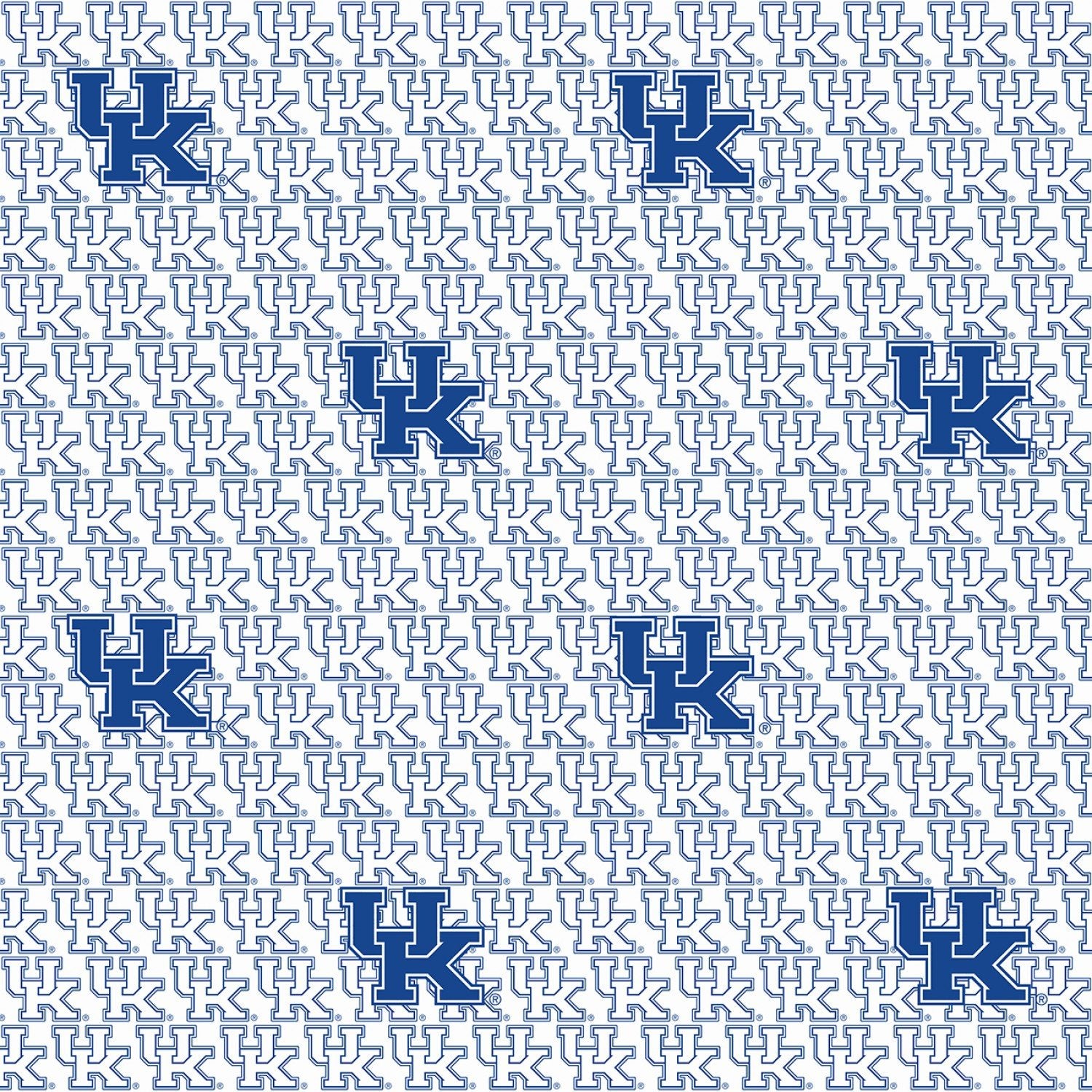 Kentucky Wildcats NCAA College White Block Letter Sykel Cotton Fabric KY-1328