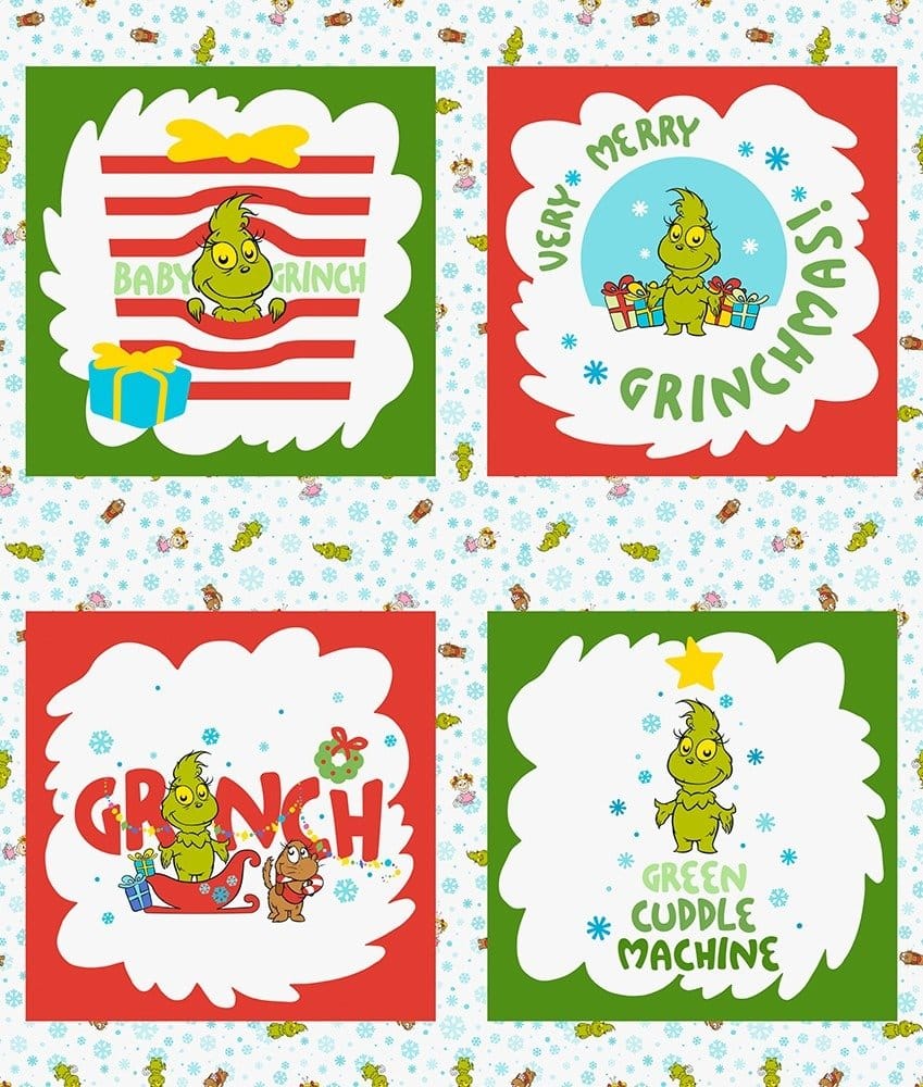 Little Grinch Characters Panel 36" Dr Seuss Enterprises Robert Kaufman Cotton Fabric RK-ADED-23872-205