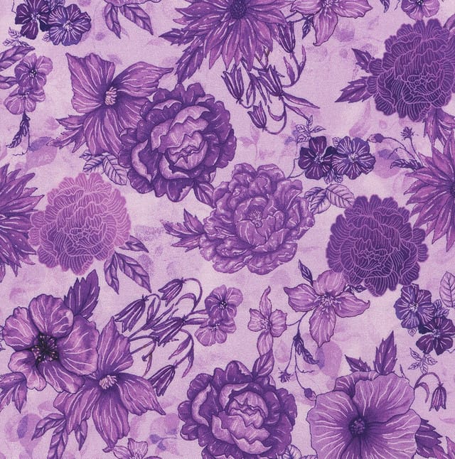 Living Color Floral Toile Purple Chong‑A Hwang Timeless Treasures Cotton Fabric TT-CD4054-PURPLE