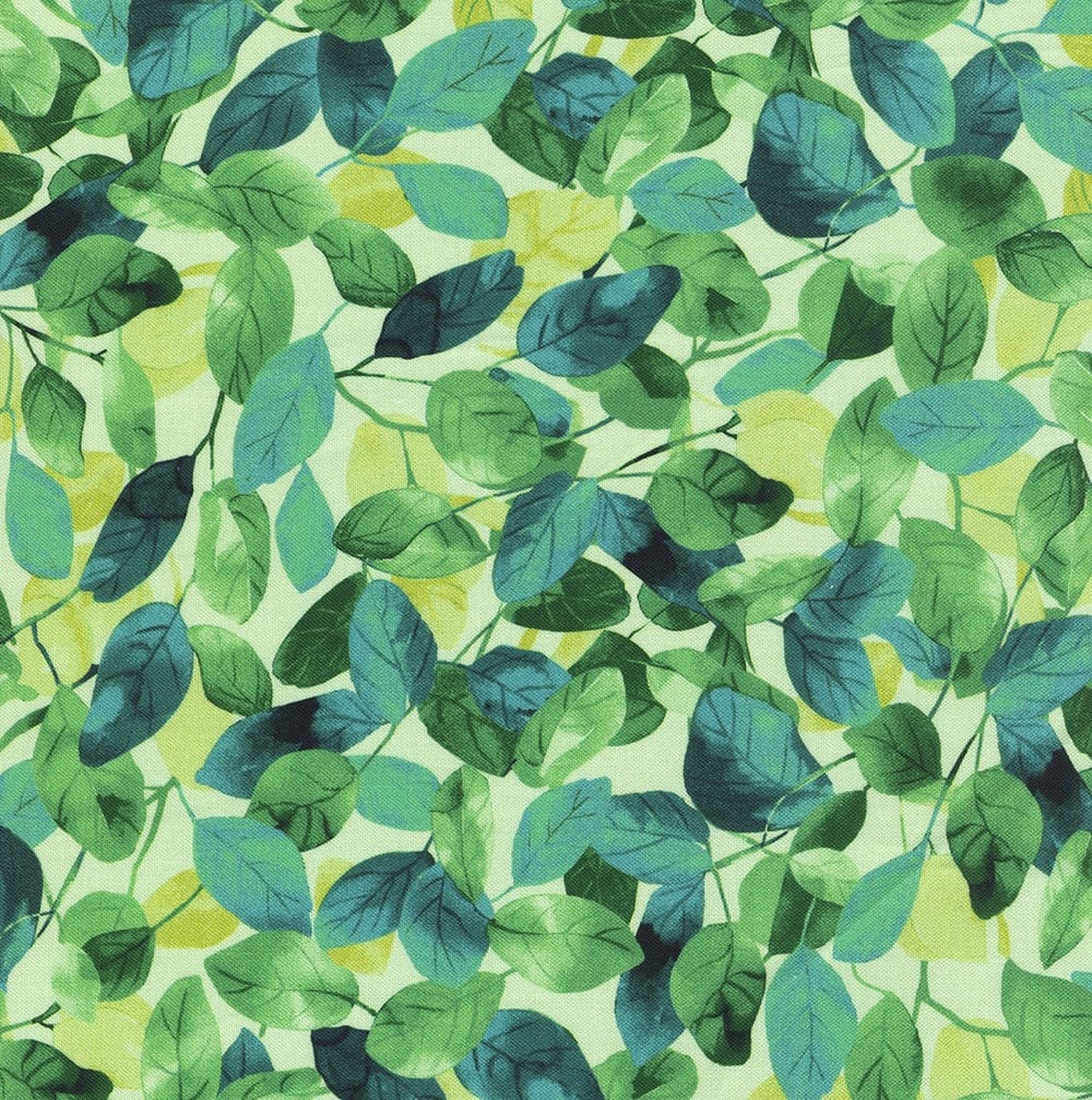 Living Color Leaves Green Chong‑A Hwang Timeless Treasures Cotton Fabric TT-CD4057-GREEN
