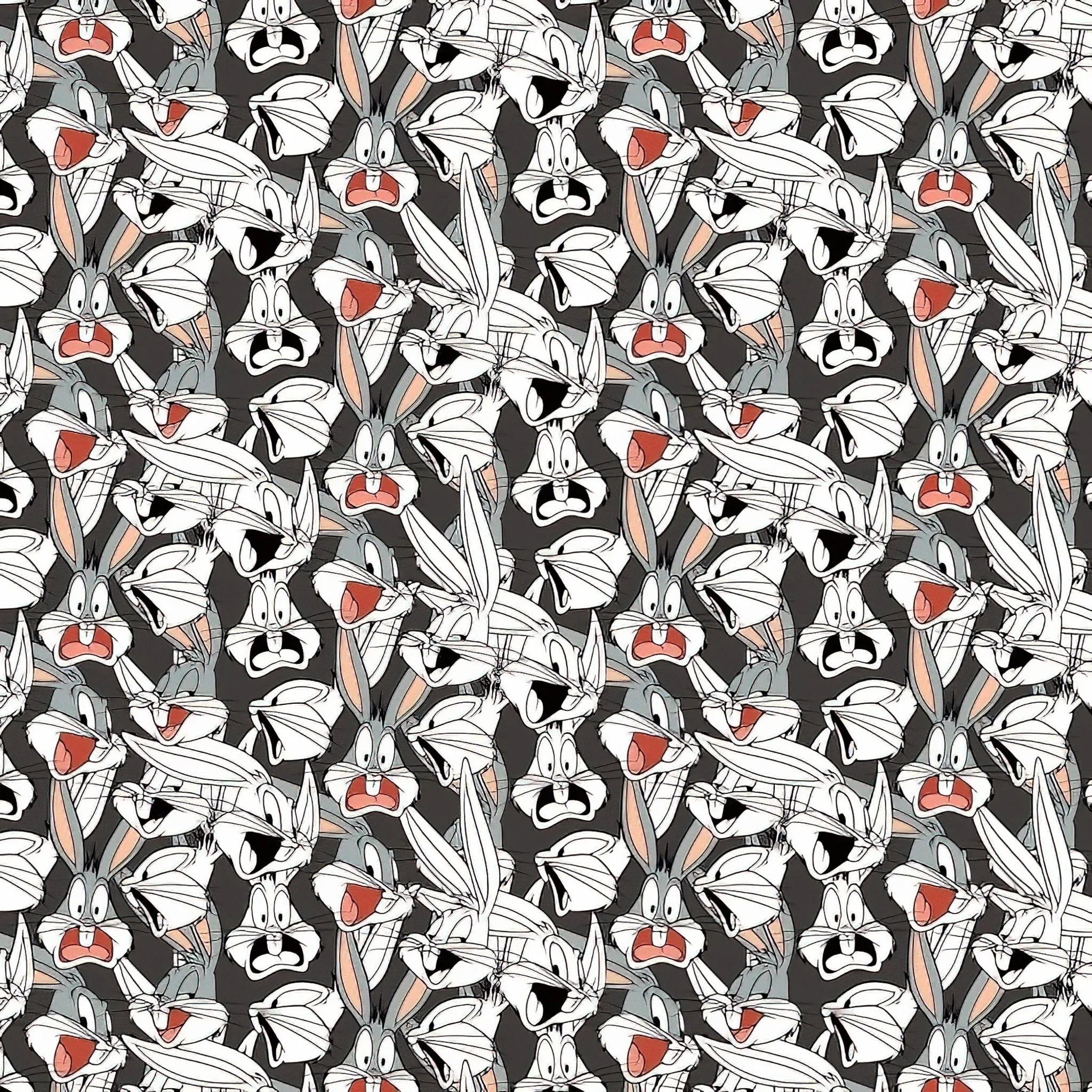 Looney Tunes Bugs Expressions Charcoal Black Camelot Cotton Fabric