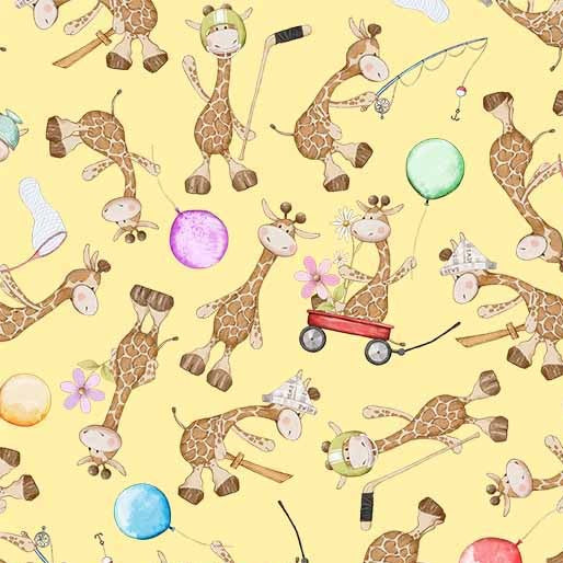 Make Believe Adorable Giraffes Canary Pretty Little Lines Michael Miller Cotton Fabric MM-DDC12651-CANA-D