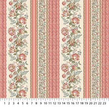 Manoir - Antiques Roadshow™ Floral Stripe Cream Multi Deborah Edwards Northcott Fabrics Cotton Fabric NC-28966-11