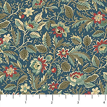 Manoir - Antiques Roadshow™ Packed Floral Teal Multi Deborah Edwards Northcott Fabrics Cotton Fabric NC-28971-68