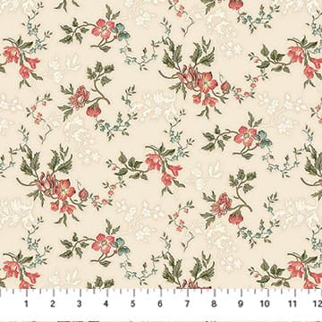 Manoir - Antiques Roadshow™ Small Floral Trail Cream Multi Deborah Edwards Northcott Fabrics Cotton Fabric NC-28969-11