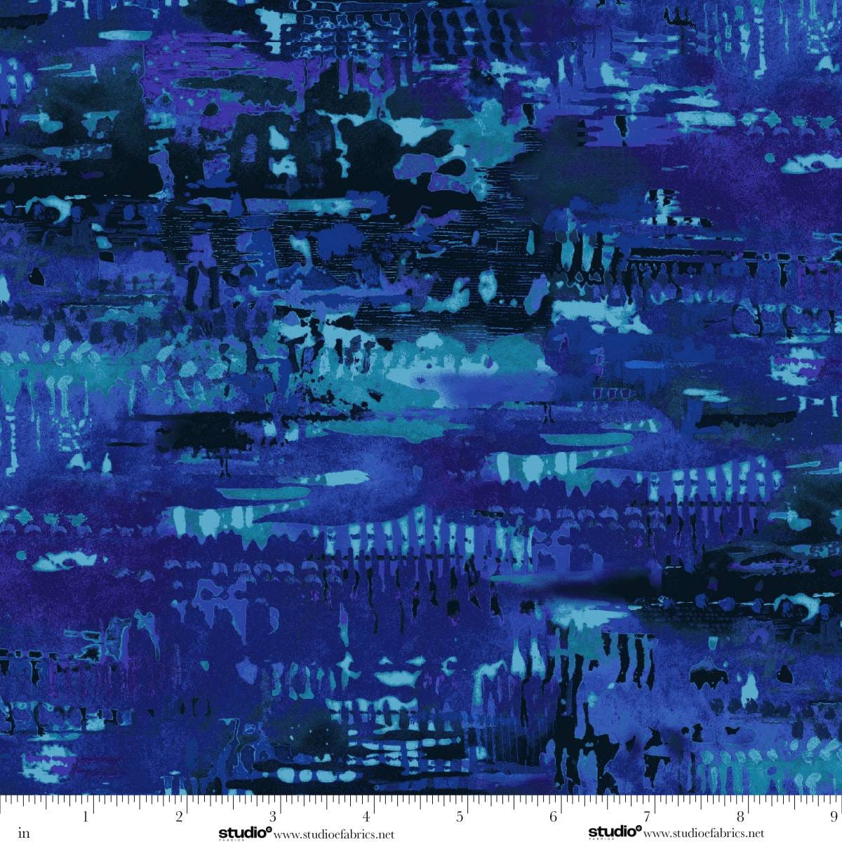 Meow Mix Cats Thick Paint Dark Blue Timna Tarr Studio E Cotton Fabric SE-8959-77