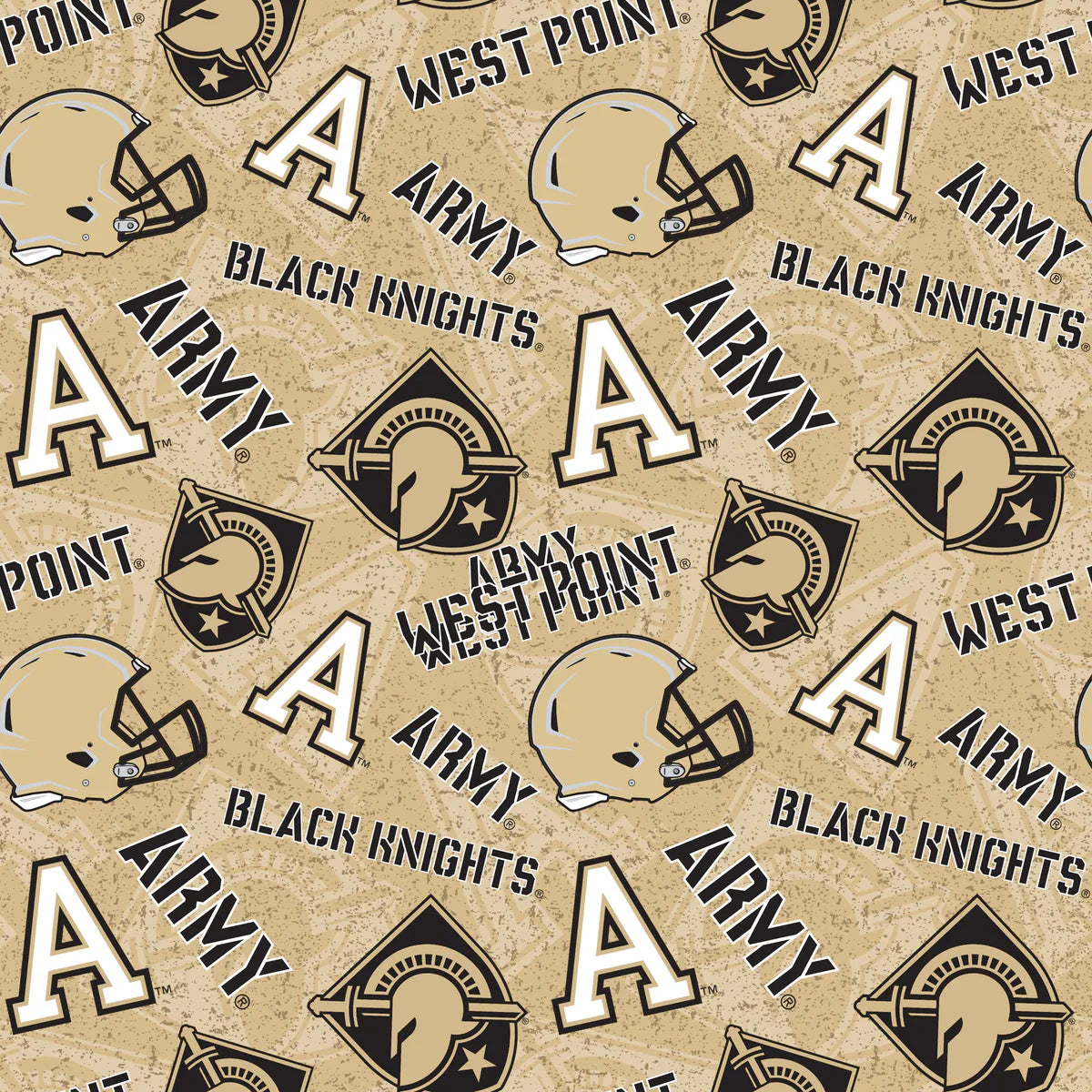 West Point Military Academy Black Knights Army NCAA College Tone on Tone Sykel Enterprises Cotton Fabric SYK-ARM-1178