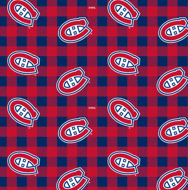 Montreal Canadiens NHL Hockey Check FLANNEL Sykel Enterprises Cotton Fabric NHL-1192-CAN