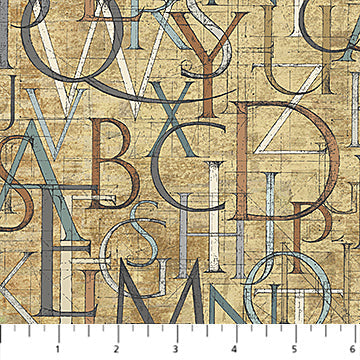My Type Roman Letters Ochre Multi Nina Djuric Northcott Cotton Fabric NC-27706-14