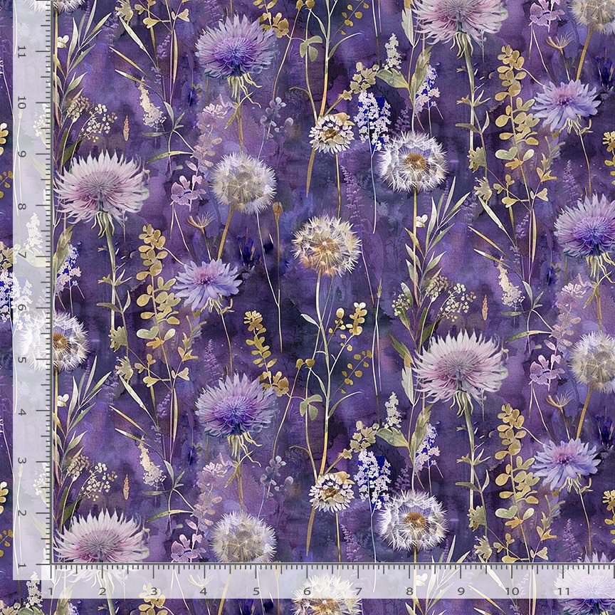 Mystic Meadow Night Floral Field Iris Timeless Treasures Cotton Fabric TT-FLEUR-CD4215-IRIS