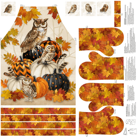 Night Owl Apron Panel CANVAS 43"x43" Beige Multi Deborah Edwards Northcott Cotton CANVAS Fabric NC-C28843-12