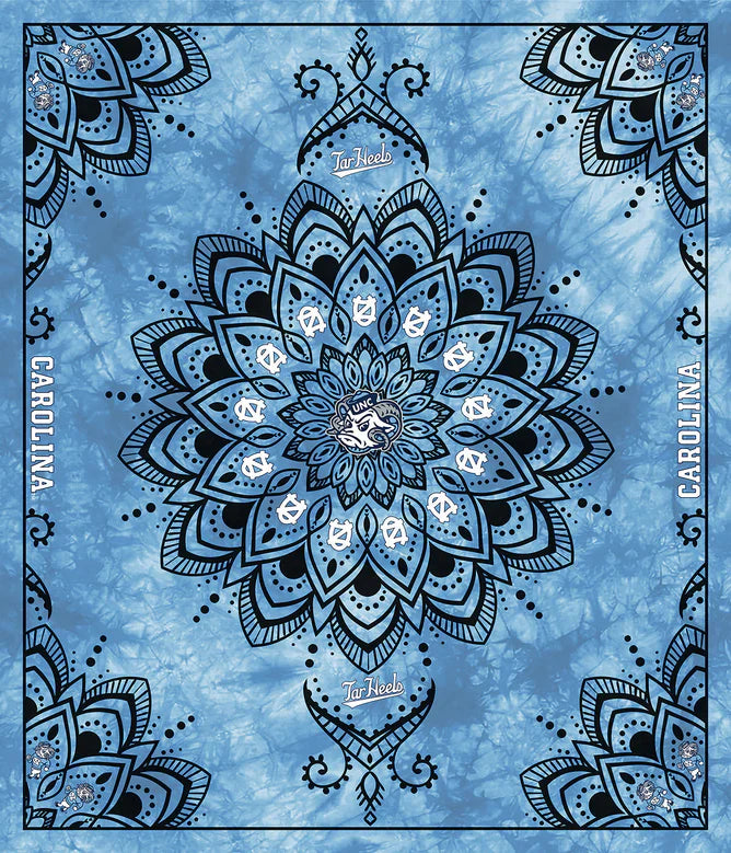 North Carolina Chapel Hill Tar Heels NCAA Collegiate Tapestry Finished Panel 48"x56" Blue Sykel Polyester Minky Fabric NC-1360