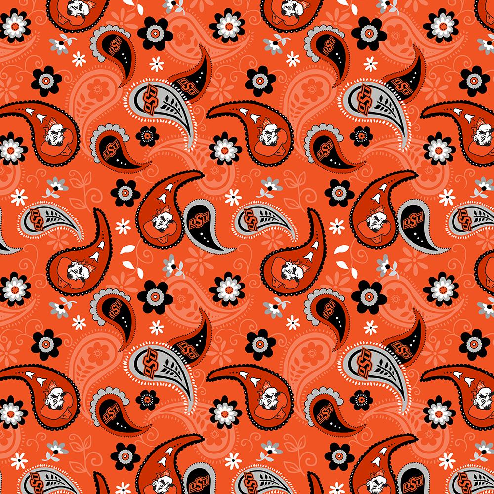 Oklahoma State Cowboys NCAABandana Paisley Sykel Cotton Fabric OSU-1200