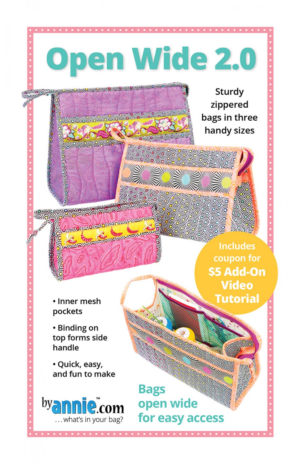 Open Wide 2.0 Bag Pattern By Annie's BYA-PBA246-2