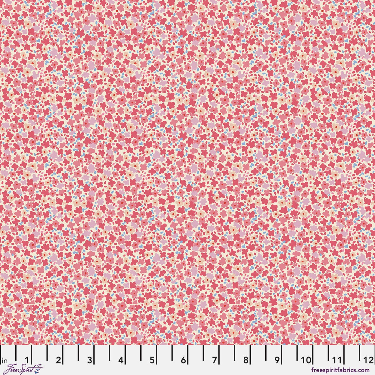 Petite Prints Ditsy Bloom Floral Pink August Ellery Free Spirit Cotton Fabric FS-PWAE001.BLOOM
