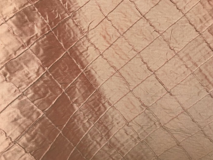 Pintuck Silk Dupioni Fabric - Rose Gold