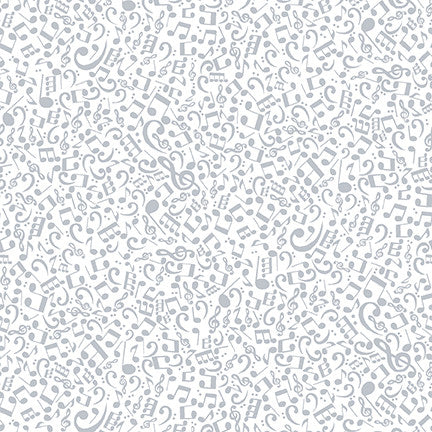 Quilter's Flour VI Musical Notes White on White Henry Glass Fabrics Cotton Fabric HG-1685-01W