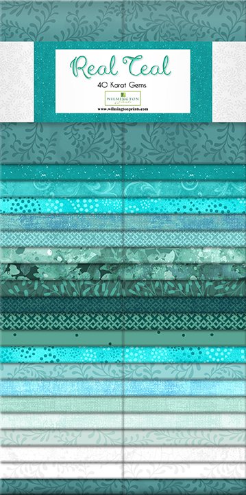 Real Teal 2.5" Strips Karat Crystals 40pcs Wilmington Prints Cotton Precut Fabric WP-842-157-842