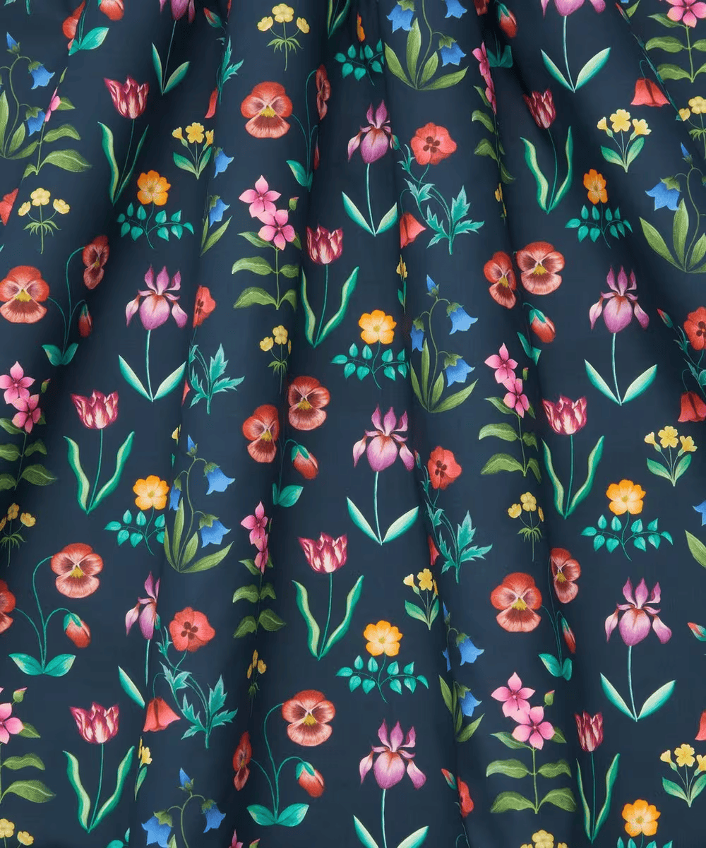SS26 Floral Rebellion Floral Majesty Navy Blue Liberty Fabrics Cotton Tana Lawn Fabric LF-036361016-A