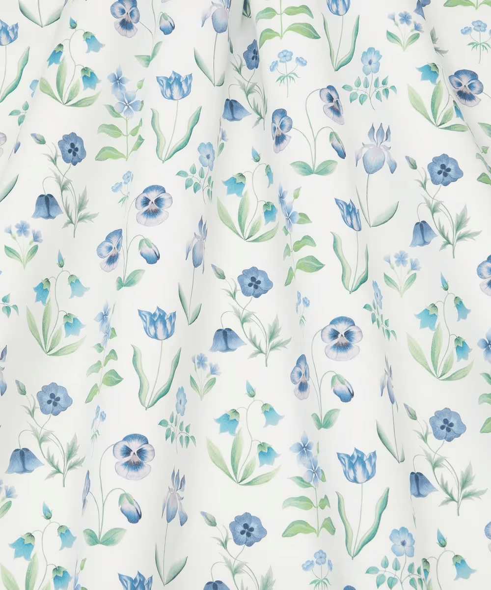 SS26 Floral Rebellion Floral Majesty White Blue Liberty Fabrics Cotton Tana Lawn Fabric LF-036361016-B