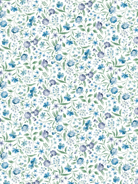 SS26 Floral Rebellion Robyn Emily Floral White Blue Liberty Fabrics Cotton Tana Lawn Fabric LF-036361008-B