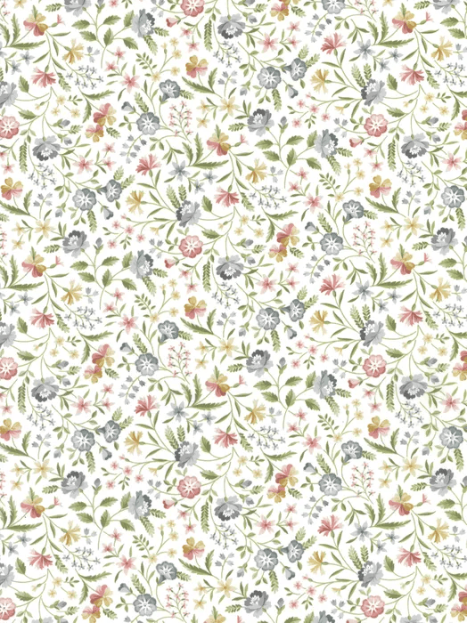 SS26 Floral Rebellion Robyn Emily Floral White Gray Pink Liberty Fabrics Cotton Tana Lawn Fabric LF-036361008-A