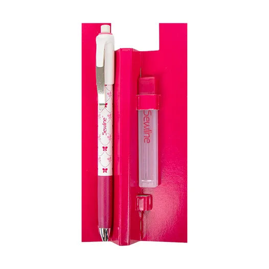 Sewline Pink Butterfly Mechanical Fabric Pencil and Lead Pack Sewline SEW-FAB50041