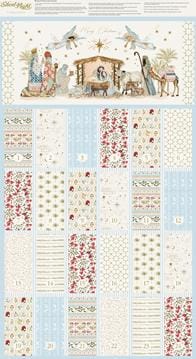 Silent Night Advent Calendar Panel 24" Lamb Cream Watercolour Heart Moda Cotton Fabric MD-40058-11