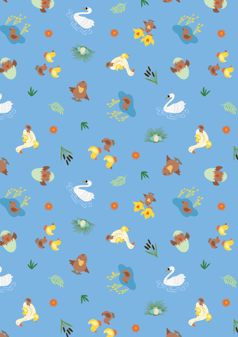 Small Things...Fairytales Ugly Duckling Blue Lewis & Irene Cotton Fabric LI-SM124