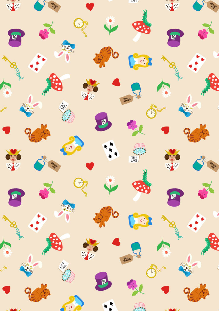 Small Things...Fairytales Wonderland Cream Lewis & Irene Cotton Fabric LI-SM121