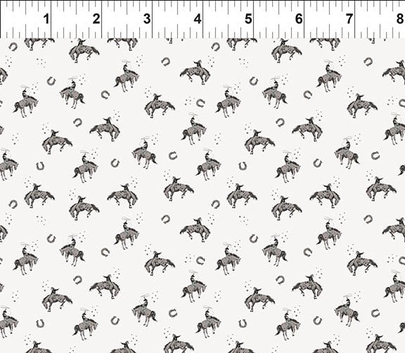 Southwest Minis CowboysWhite Jason Yenter In The Beginning Cotton Fabric ITB-12SWM-1