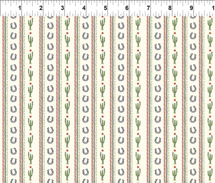 Southwest Minis Horseshoe StripeCream Jason Yenter In The Beginning Cotton Fabric ITB-14SWM-1