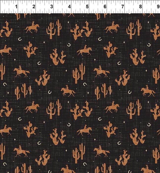 Southwest Minis SilhouettesBlack Jason Yenter In The Beginning Cotton Fabric ITB-4SWM-1