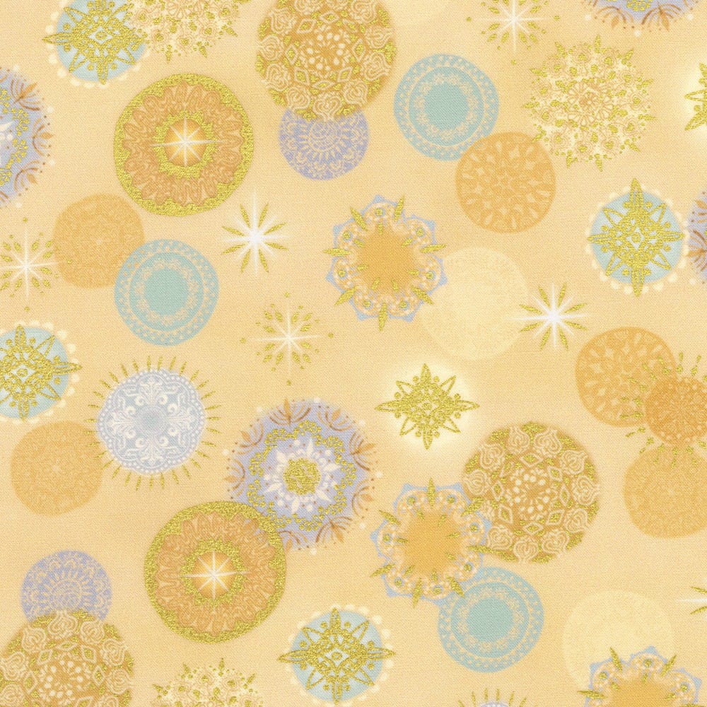 Star of Wonder Stars Ornaments Cream Reuben McHugh Robert Kaufman Cotton Fabric RK-RRMDM-23729-84