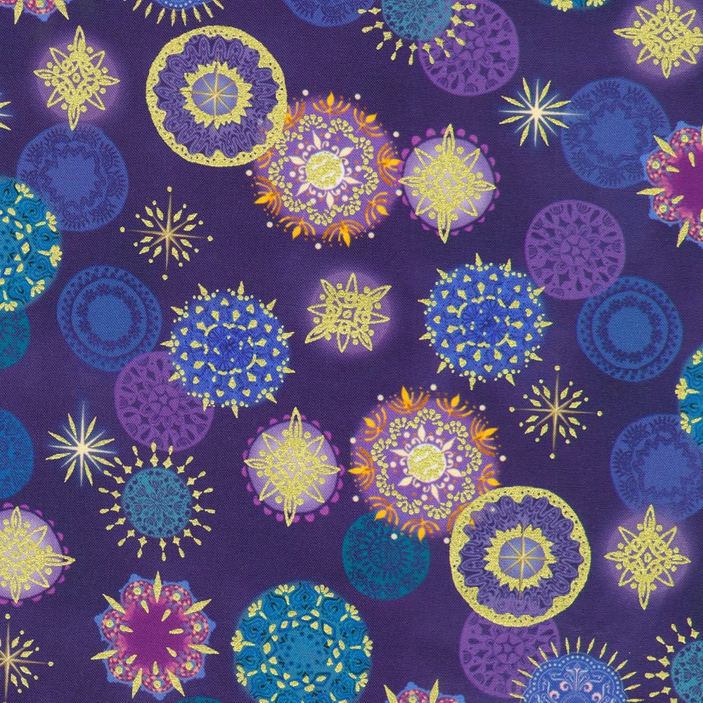 Star of Wonder Stars Ornaments Noble Purple Reuben McHugh Robert Kaufman Cotton Fabric RK-RRMDM-23729-413