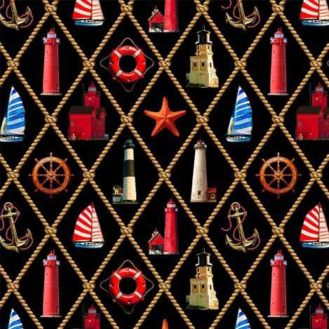Starlit Towers Celestial Coastlines Black Michael Miller Cotton Fabric MM-DCX12717-BLAC-D