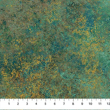 Stonehenge Valencia Marble Teal Multi Green Gold Metallic Linda Ludovico Northcott Cotton Fabric NC-28904M-65