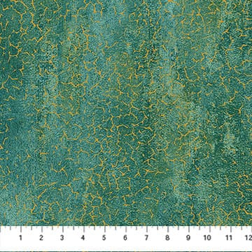 Stonehenge Valencia Terazzo Medium Teal Green Gold Metallic Linda Ludovico Northcott Cotton Fabric NC-28903M-66