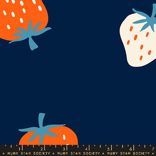 Strawberry 108" Wide back Navy Dark Blue Kimberly Kight Ruby Star Society Moda Cotton Fabric MD-RS3089-13