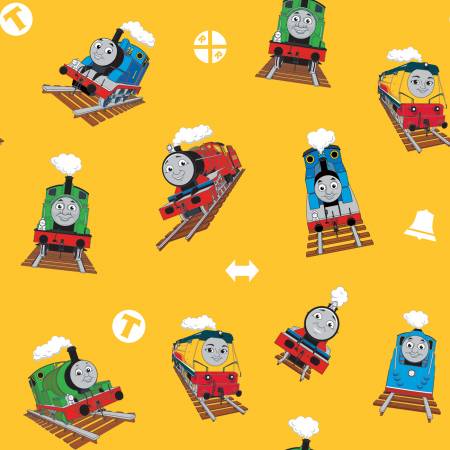Thomas Train and Friends Main Yellow All Aboard Riley Blake Cotton Fabric