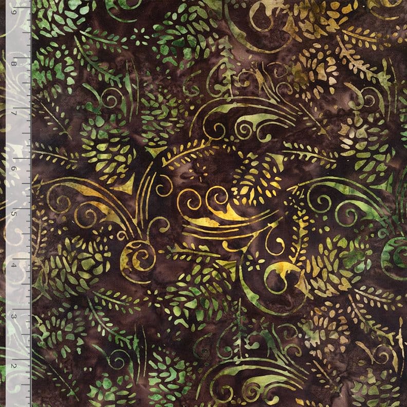 Tonga Forest Floor Pine Cone Forest Green Brown Wing and A Prayer Design Timeless Treasures Cotton Batik Fabric TT-TONGA-B5043-FOREST