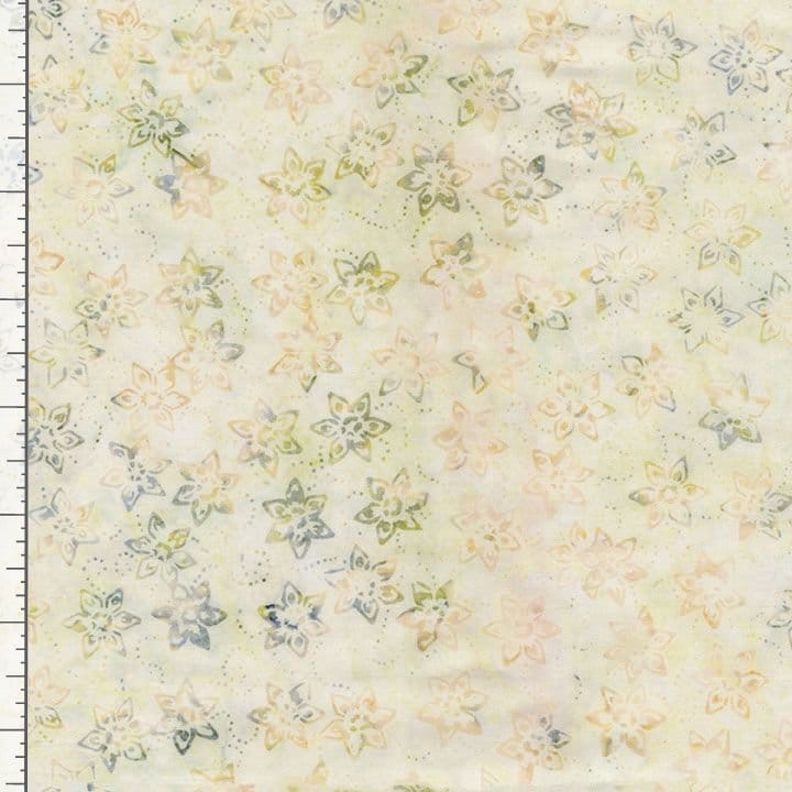 Tonga Wallflowers Daffodil Lichen Beige Timeless Treasures Cotton Batik Fabric TT-TONGA-B6170-LICHEN