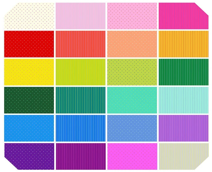 Tiny Coordinates Fat Quarter Bundle 18"x21" 24pcs Tula Pink Free Spirit Cotton Fabric FS-FB4FQTP.TINYCOOR